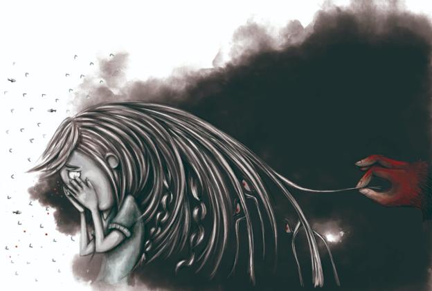 Una de las ilustraciones de Sola en el bosque./Caru Grossi